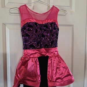 Weissman Hot Pink and Black Sequin Dance Costume